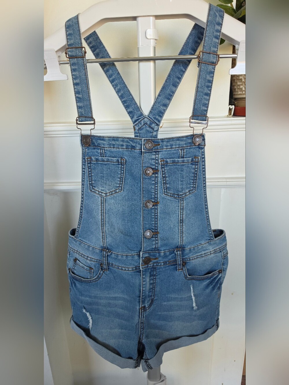 Wax Jean Light Blue Short Denim Overalls